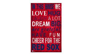 RED SOX IN THIS HOUSE WE.... WOODEN SIGN