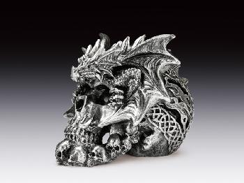 SKULL - SILVER WITH DRAGON