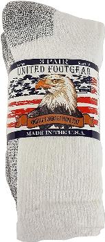 3PK COTTON BLEND CREW SOCKS - WHITE - USA MADE