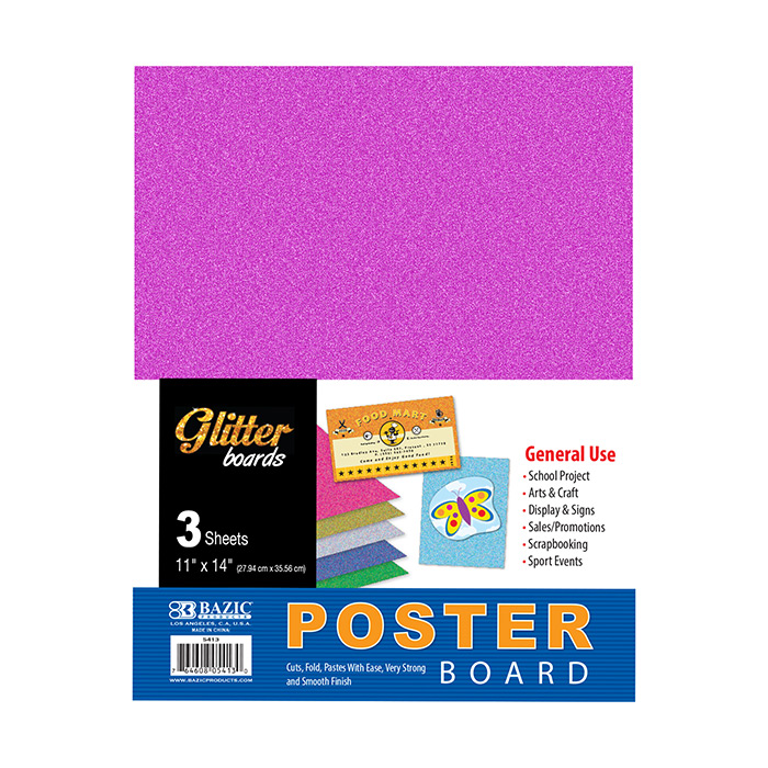 BAZIC 3PK 11X14 GLITTER POSTER BOARDS, General Merchandise Stationary