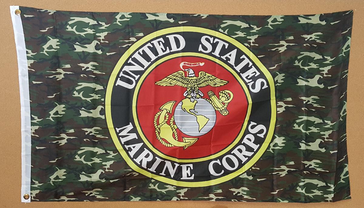 FLAG - MARINES CAMO ROUND LOGO, Giftware Flags 3'x5' Polyester Flags ...