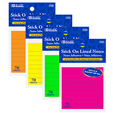 3X3 STICKY NOTES - NEON - LINED - ASSORTED COLORS
