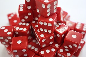 DICE - 16MM - RED/WHITE PIPS