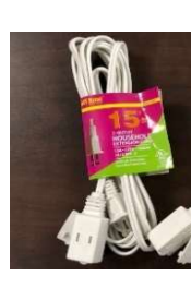EXTENSION CORD - INDOOR - WHITE - 15 FOOT - U/L