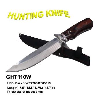 KNIFE - HUNTING - 12" LONG - WOOD HANDLE WITH SHEATH
