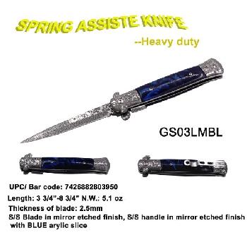 KNIFE - SPRING ASSISTED - BLUE HANDLE - MILANO