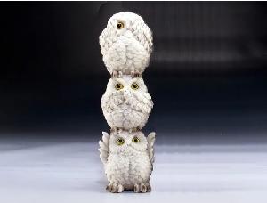 SEE, SPEAK AND HEAR NO EVIL SNOWY OWLS STACK