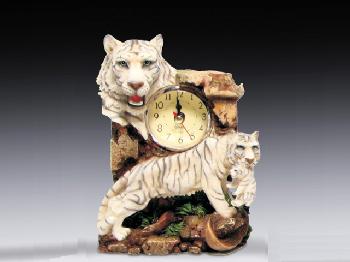 TABLE CLOCK WITH WHITE TIGER