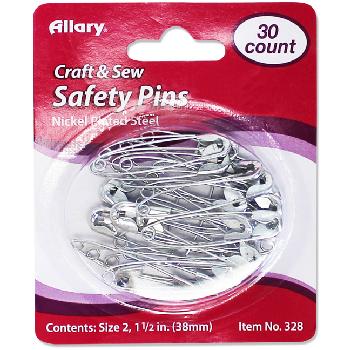 30CT SAFETY PINS - NICKEL PLATED