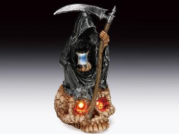GRIM REAPER ON SKULL STATUE WITH LED LIGHTS